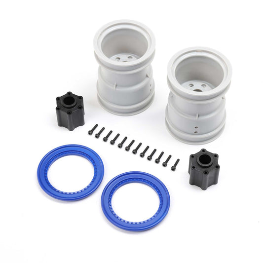Losi 2.6" Wheel with Beadlock Rings, Blue (2): LMT 2.0 LOS-1815