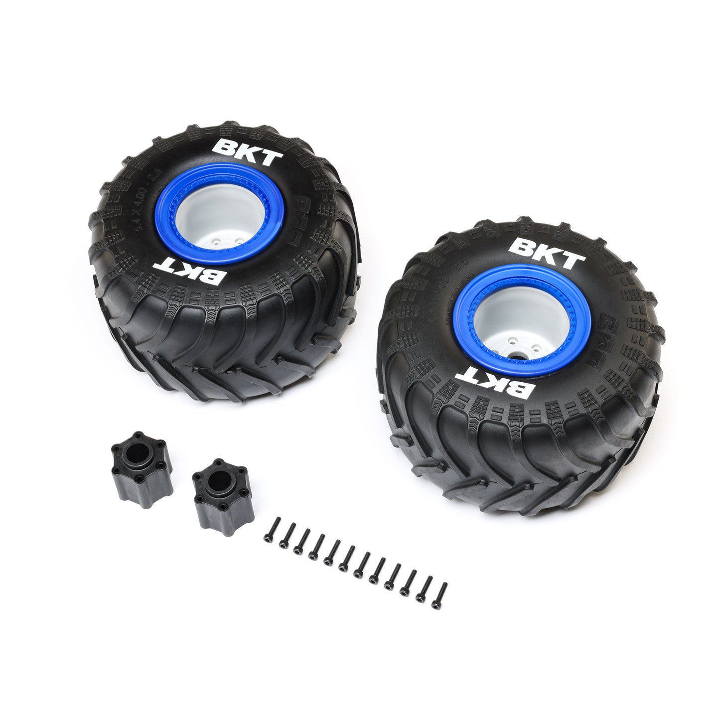Losi BKT 2.6" Monster Truck Tire, Med, Premount, Blue (2): LMT 2. LOS-1819