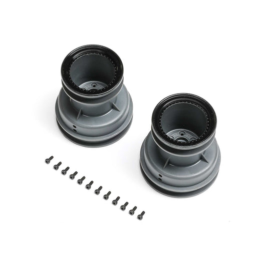 Losi MT Wheel, Black Beadlock, Light Grey (2): Mini LMT LOS-2059