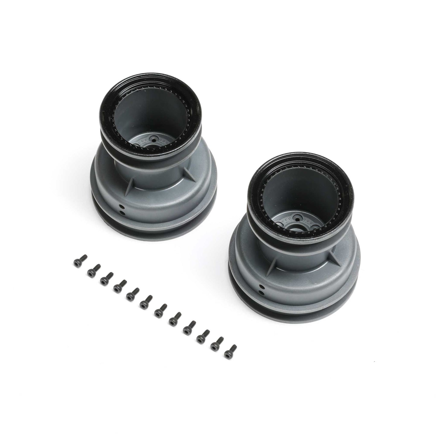 Losi MT Wheel, Black Beadlock, Light Grey (2): Mini LMT LOS-2059
