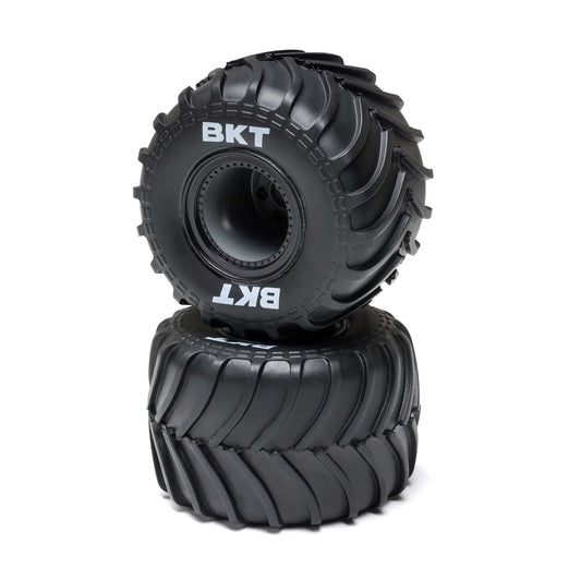 Losi MT Tires, Black Beadlock, Premounted (2): Mini LMT LOS-2060