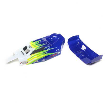 Losi Body & Wing, Blue/White: Mini-B LOS210019