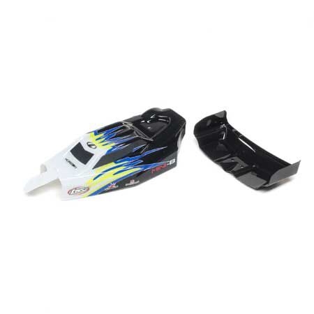 Losi Body & Wing, Black/White: Mini-B LOS210020