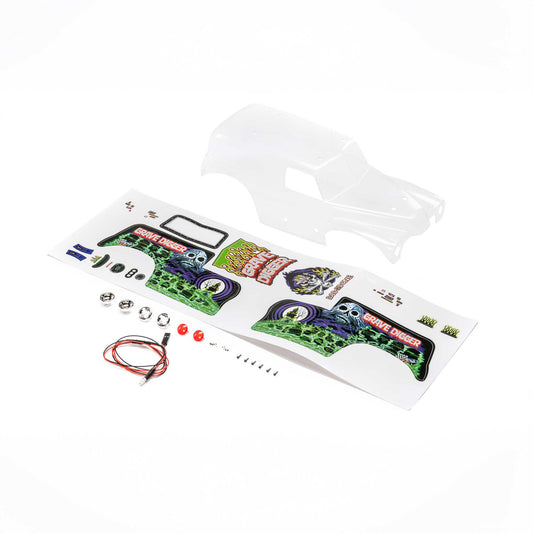 Losi Body Set, Grave Digger, Clear: Mini LMT LOS210045