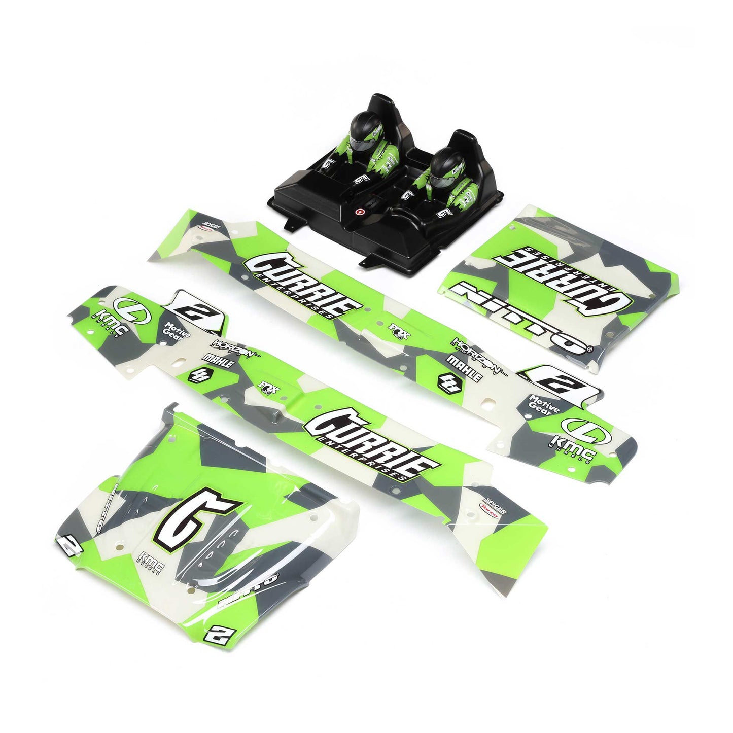Losi Body/Driver Set, Green, Silkscreened: Hammer Rey LOS230099