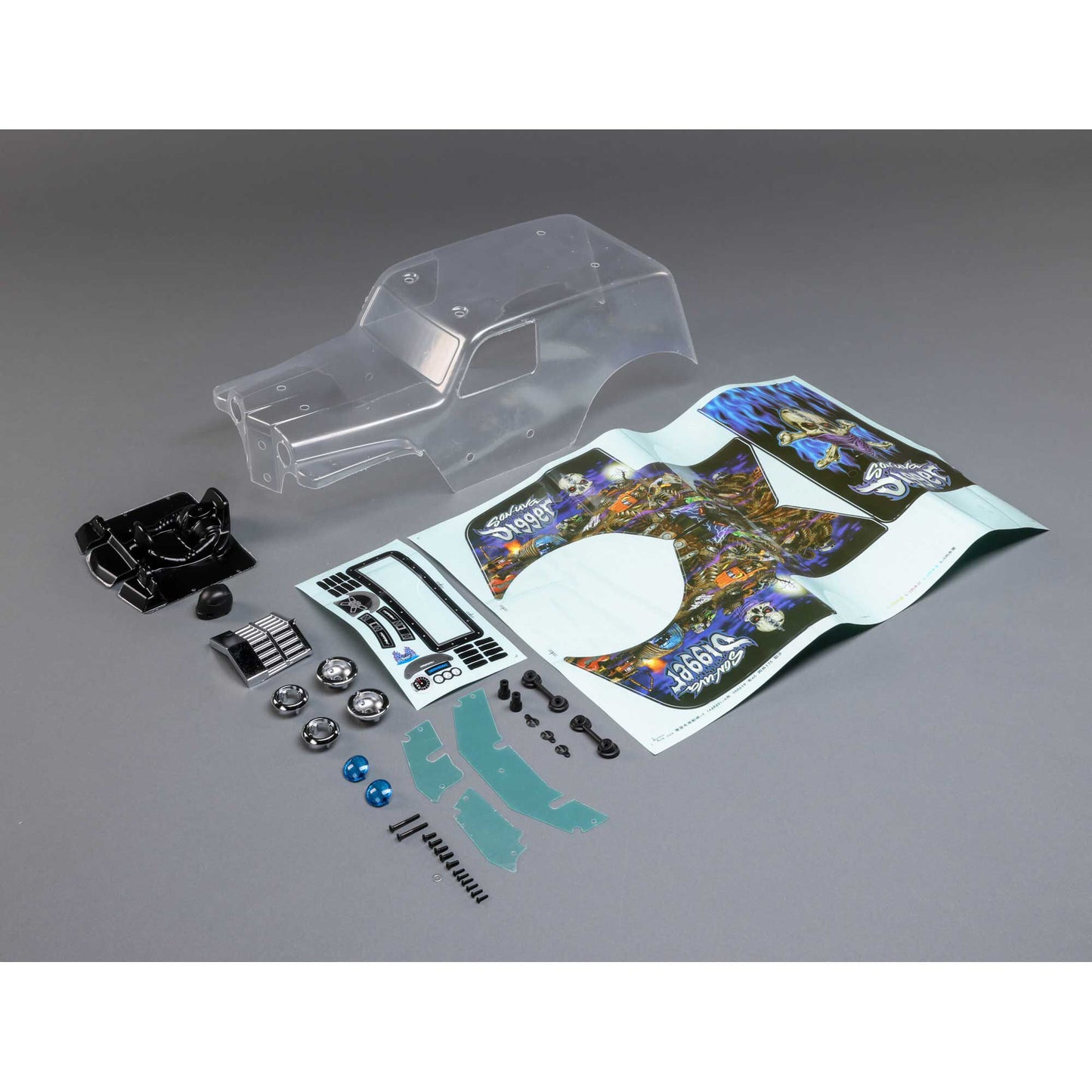 Losi Body Set, Clear, Son Uva Digger: LMT LOS240018