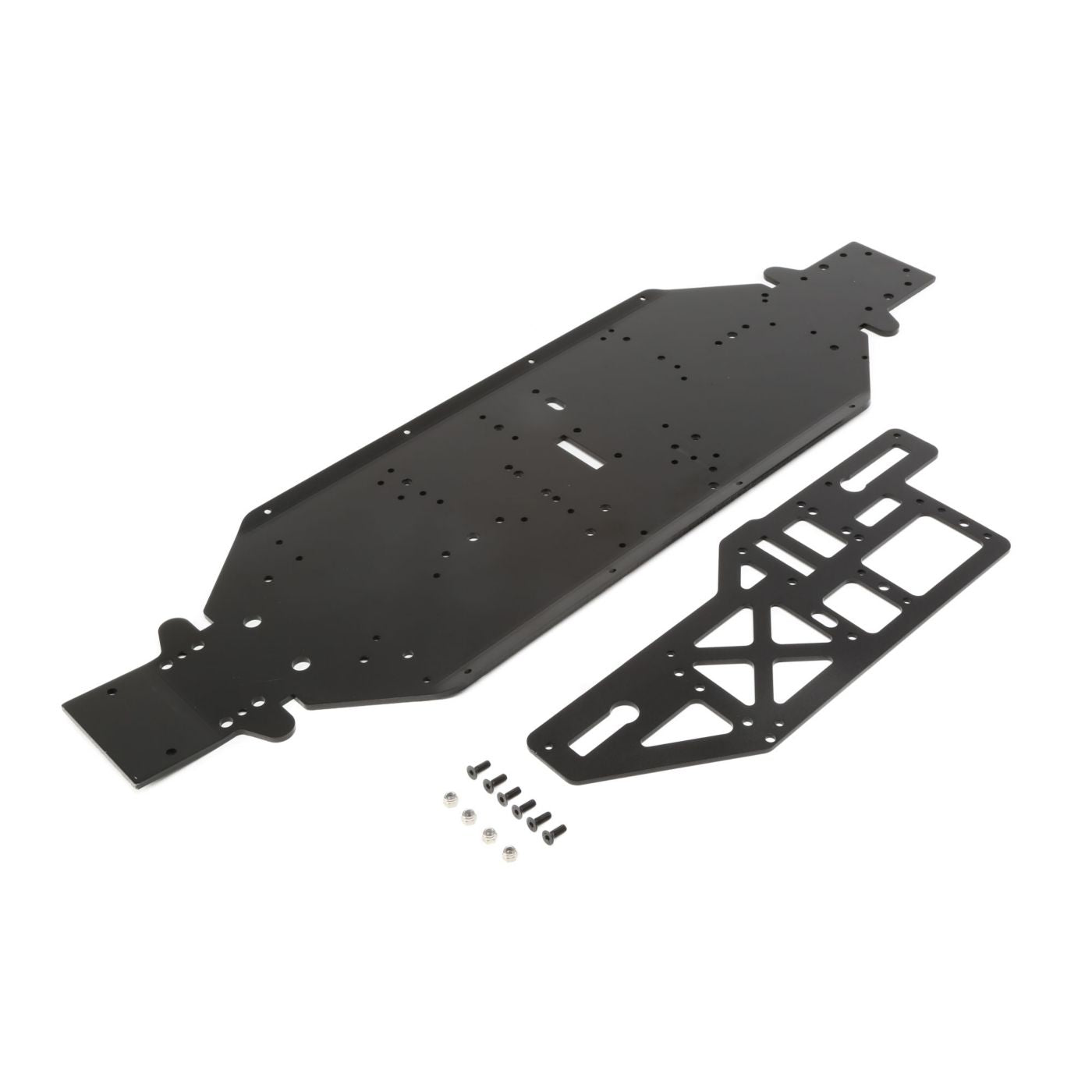 Losi Chassis w/Brace plate, 4mm, Black: DBXL-E LOS251050
