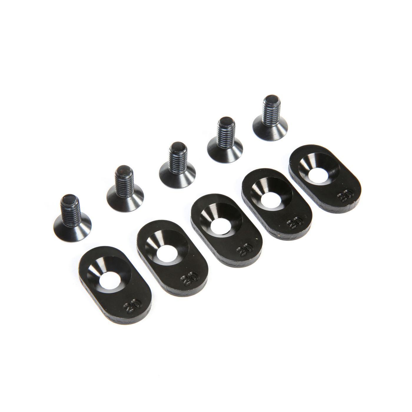 Losi EngineMntInsert&Screws, BLK, 20T(5): 5ive-T 2.0 LOS252103