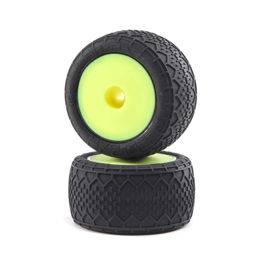 Losi BK Bar Tires, Fr/Rr Mounted, Yellow: Mini-T 2.0 LOS41008