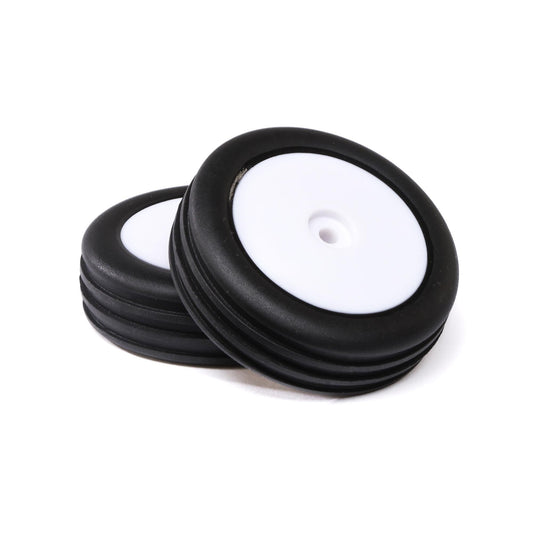 Losi Wide Body Rib, Front, Mounted Tires, White (2): Mini B LOS41049