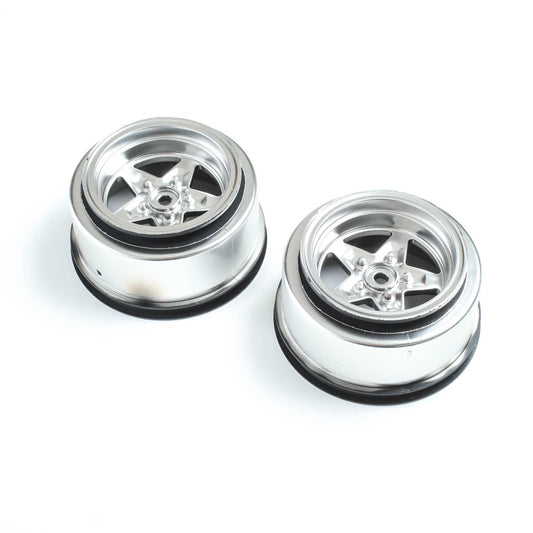 Losi Rear Wheel, Satin Chrome (2): 22S Drag LOS43048