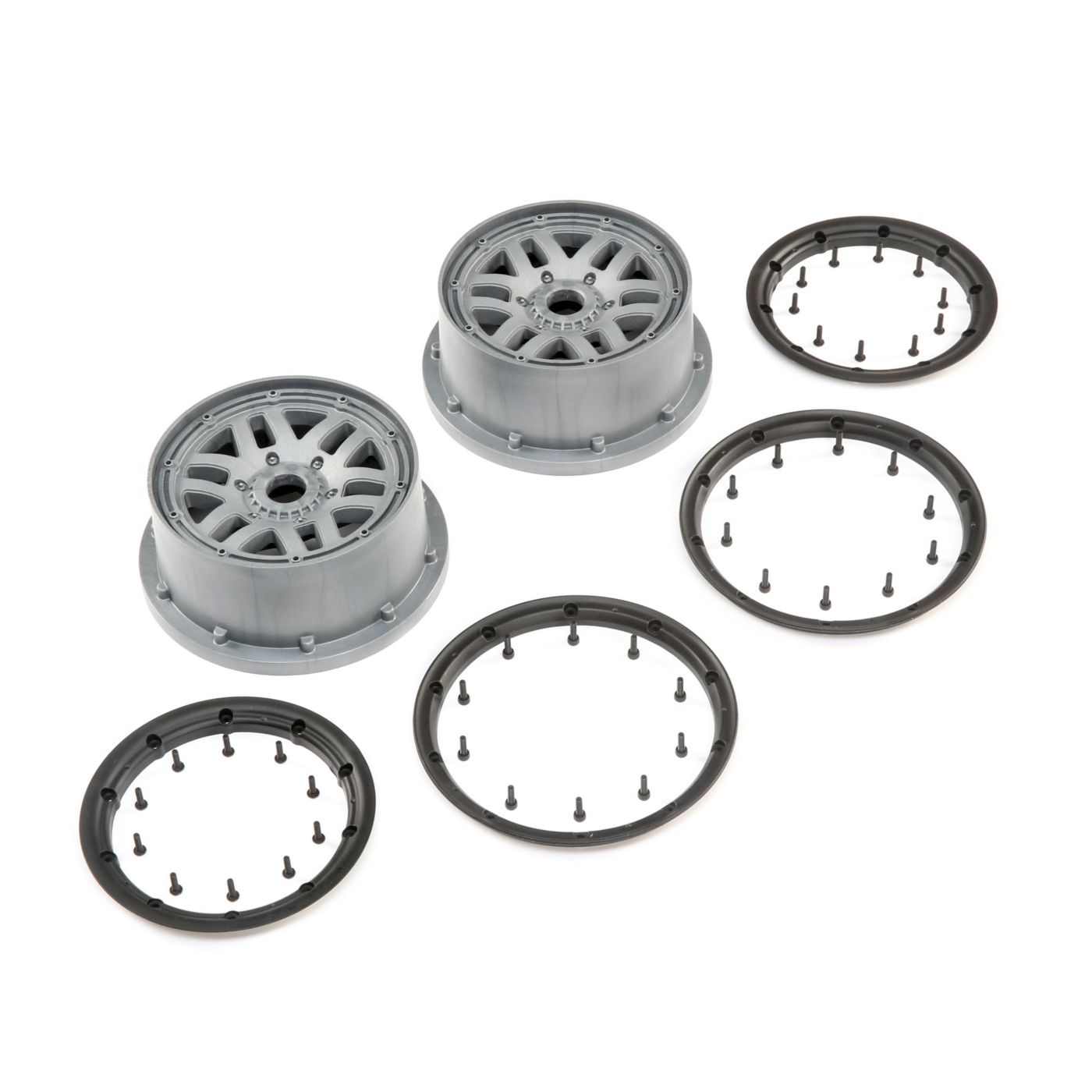 Losi Wheel & Beadlock Set, Grey (2): 5ive-T 2.0 LOS45022