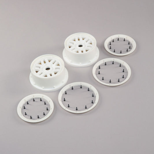 Losi Wheel & Beadlock Set, White (2): 5ive-T 2.0 LOS45026