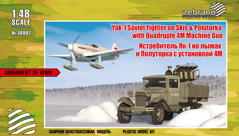 Zebrano ZEB48002 Yak-1 on Skis & Polutorka Truck with 4M Gun 1:48