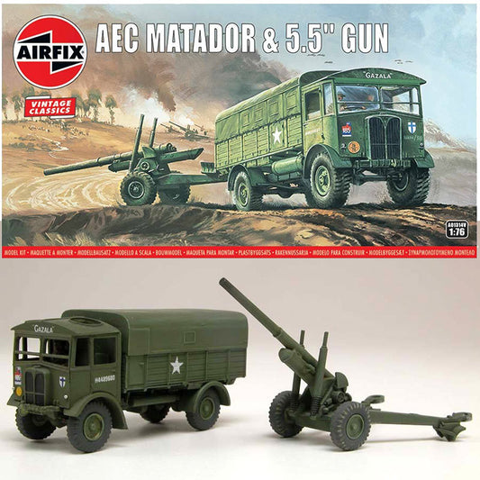 AIRFIX A01314V AEC Matador & 5.5in Gun  Vintage Classics 1:76 Military Model Kit