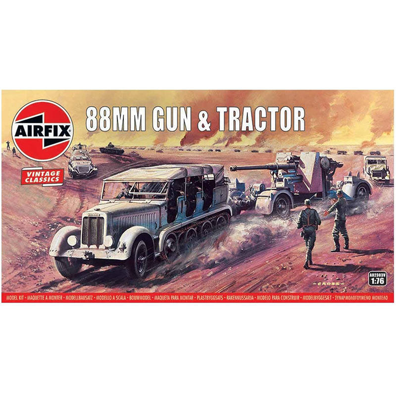 AIRFIX A02303V 88mm Flak Gun & Tractor Vintage Classics 1:76 Military Model Kit