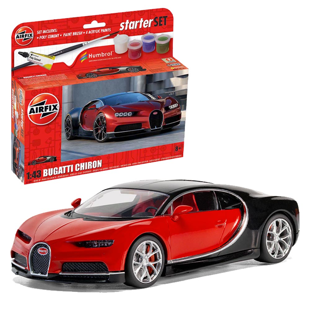 Airfix A55005 Small Starter Set NEW Bugatti Chiron 1:43 Car Model Kit