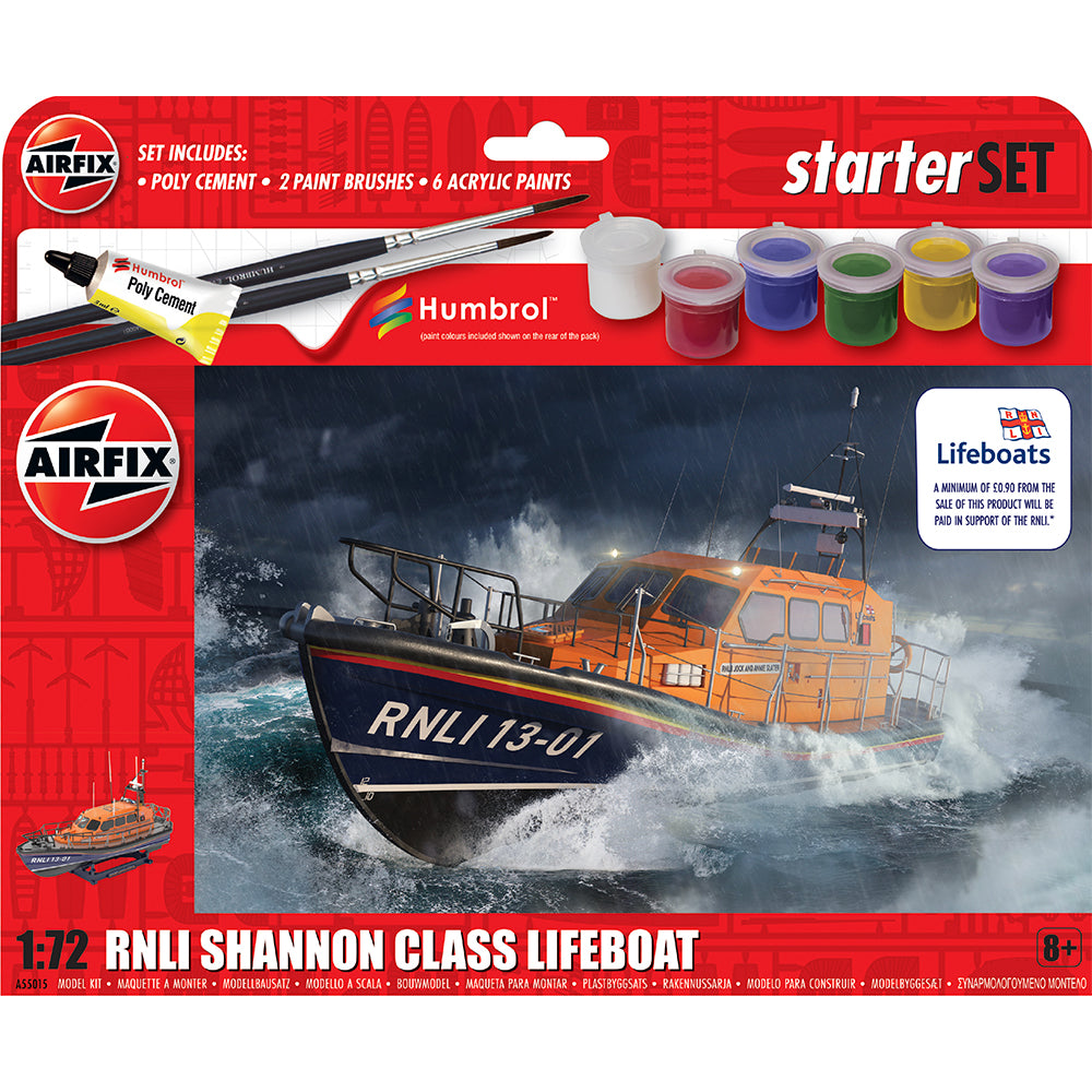Airfix A55015 RNLI Shannon Class Lifeboat 1:72 Model Kit Starter Set & Decals