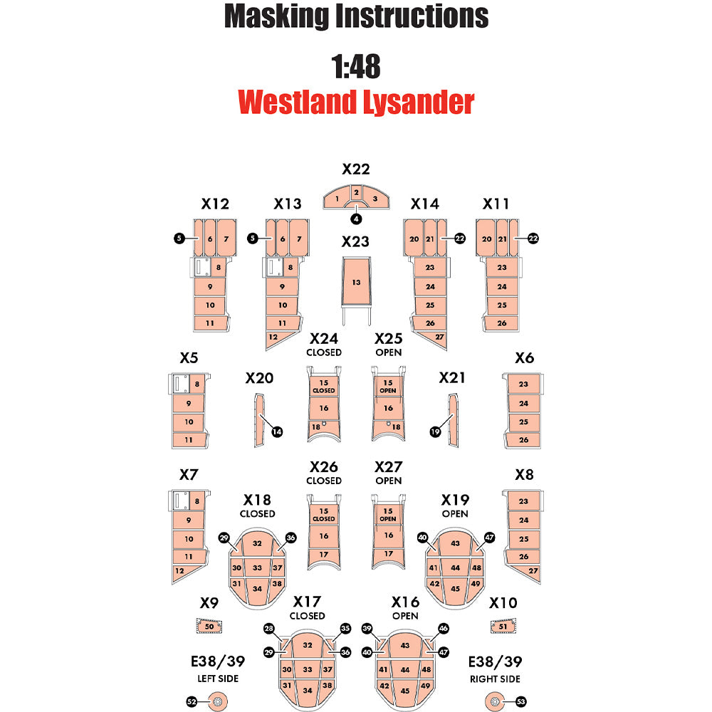 Airfix A65008 Westland Lysander A07116 1:48 Masking Set