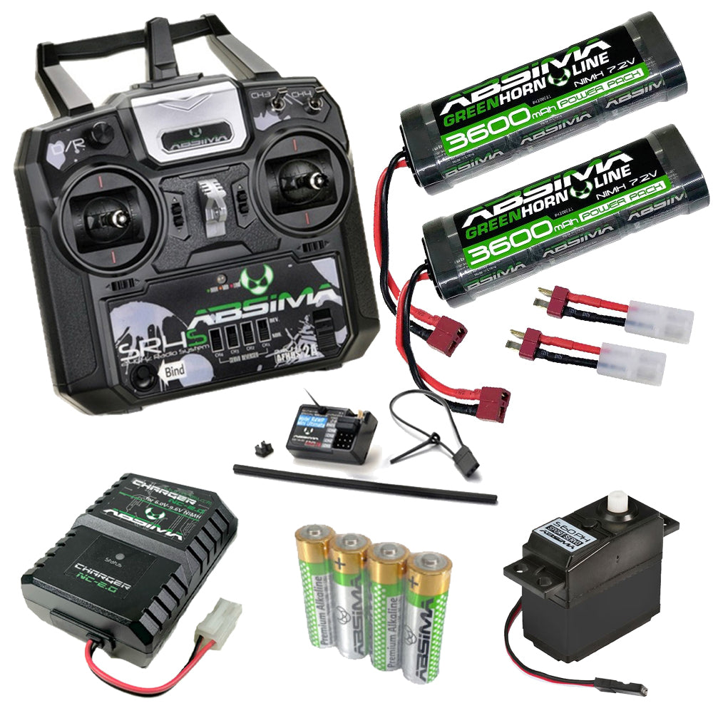 RC Car Absima Stick Radio Bundle: 2x 3600mAh, SR4S Radio - Ideal for Tamiya