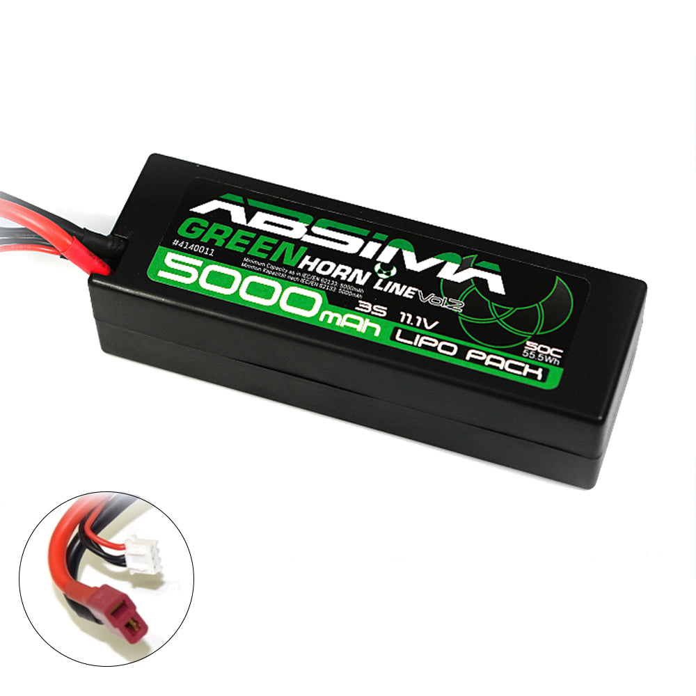 Absima Greenhorn Line V2 50C 3S 5000mAh LiPo RC Battery (Deans) 4140011