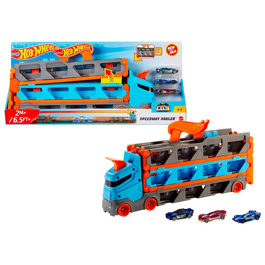 Hot Wheels Speedway Hauler 3-in-1 Vehicle Storage, Racetrack, Launcher Toy GVG37