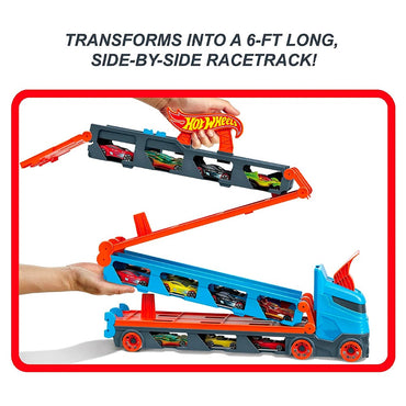 Hot Wheels Speedway Hauler 3-in-1 Vehicle Storage, Racetrack, Launcher Toy GVG37