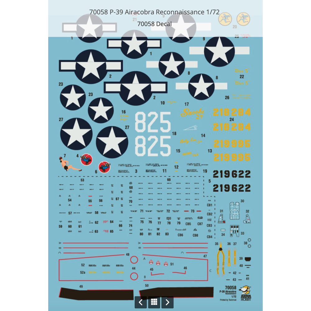 Arma Hobby 70058 P-39 Airacobra Reconnaissance 1:72 Model Kit