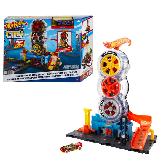 Hot Wheels City Super Twist Tyre Shop Playset & Car HDP02