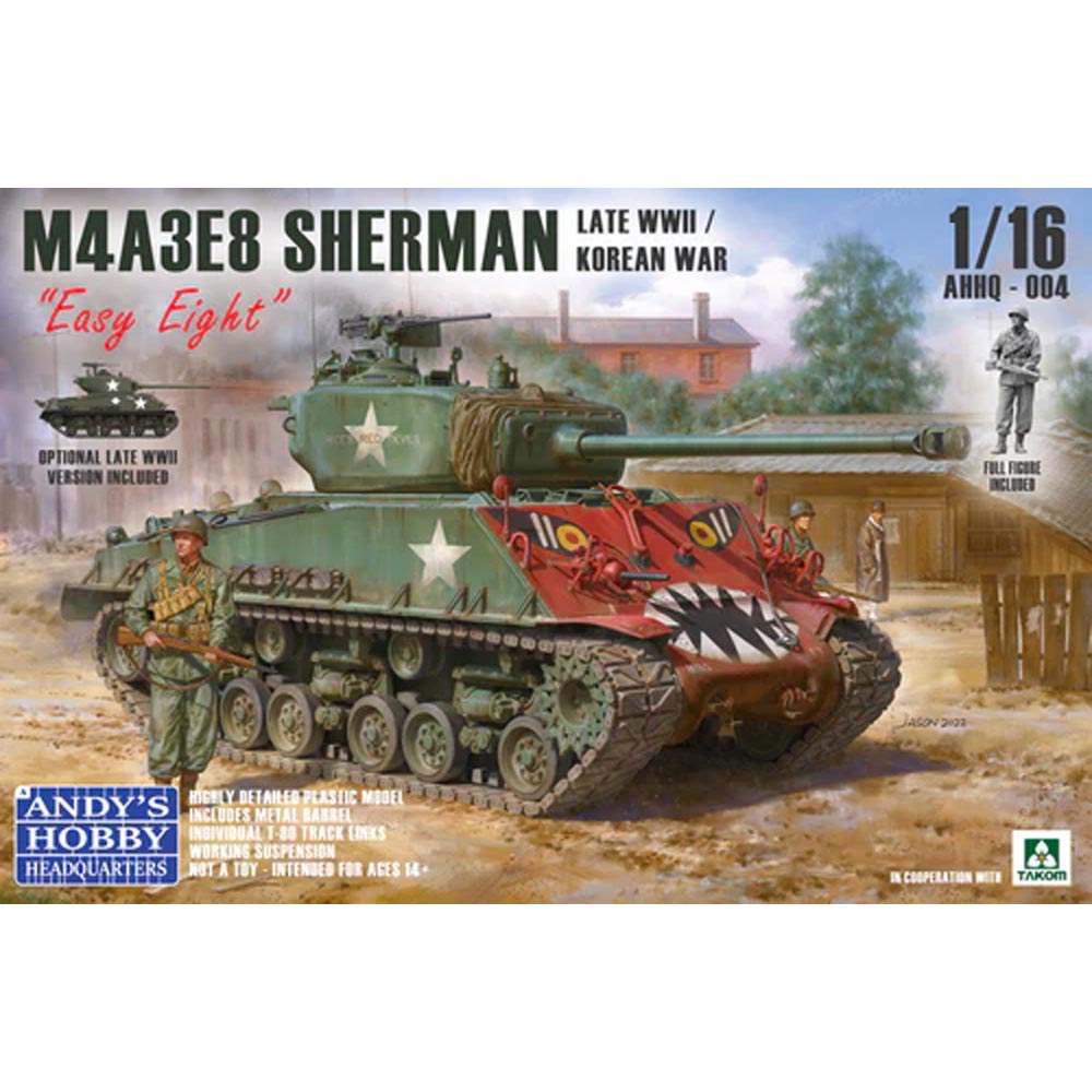 Andy's Hobby HQ004 M4A3E8 Sherman Late WWII/Korean War Easy Eight 1:16 Model Kit