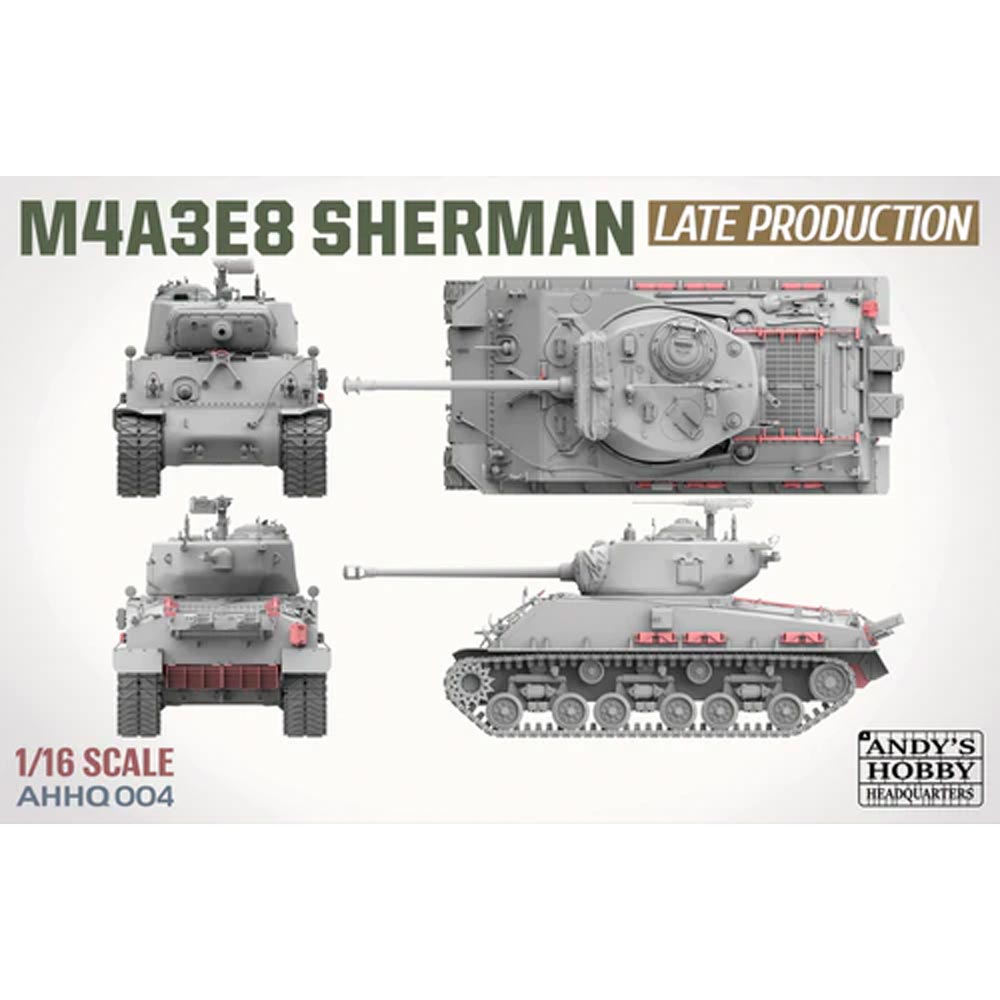 Andy's Hobby HQ004 M4A3E8 Sherman Late WWII/Korean War Easy Eight 1:16 Model Kit