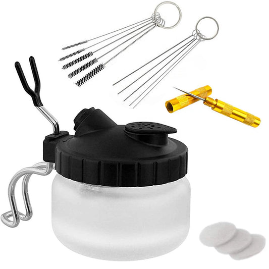 Airbrush Cleaning Kit Bundle - Jar, Brushes & Tools