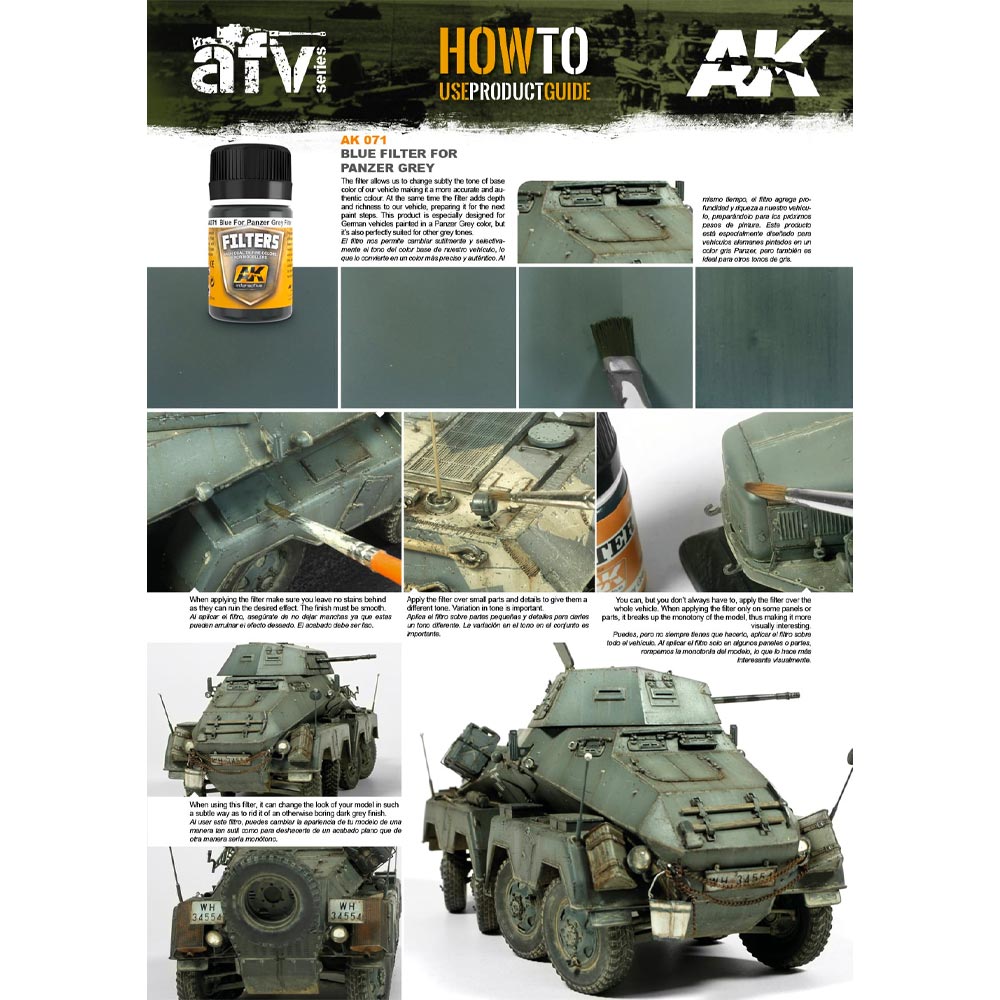 AK Interactive 71 Blue Filter For Panzer Grey Vehicles 35ml Enamel Weathering
