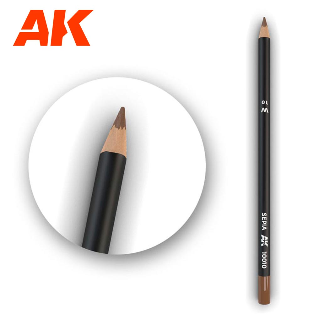 AK Interactive 10010 Sepia - Weathering Watercolor Pencil