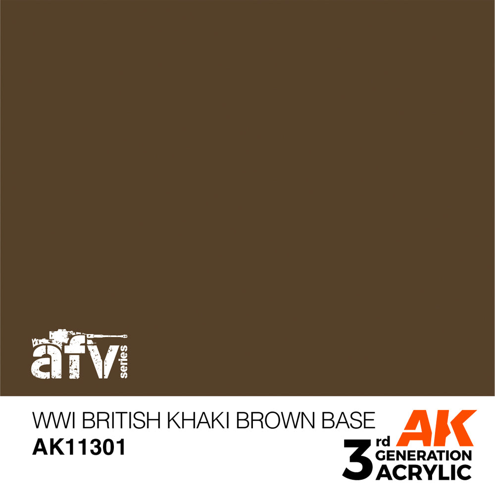 AK Interactive 11301 WWI British Khaki Brown Base 17ml AFV 3G Acrylic Paint