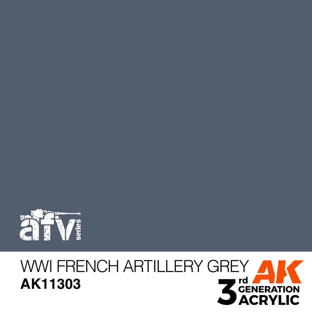 AK Interactive 11303 WWI French Artillery Grey 17ml AFV 3G Acrylic Model Paint