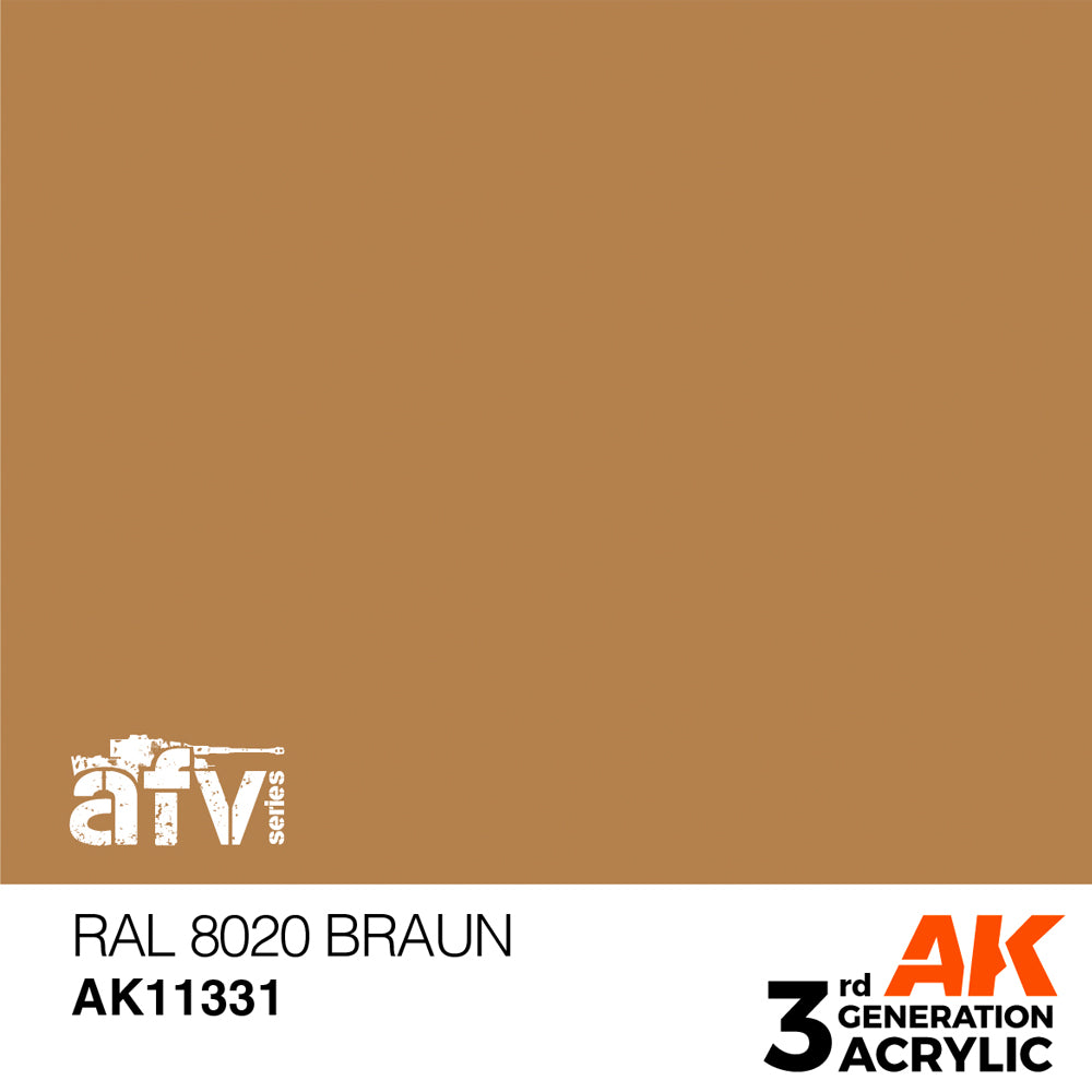 AK Interactive 11331 RAL 8020 Braun 17ml AFV 3G Acrylic Model Paint