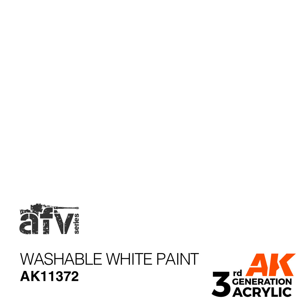 AK Interactive 11372 Washable White Paint 17ml AFV 3G Acrylic Model Paint