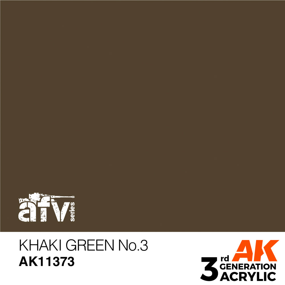 AK Interactive 11373 Khaki Green No.3 17ml AFV 3G Acrylic Model Paint