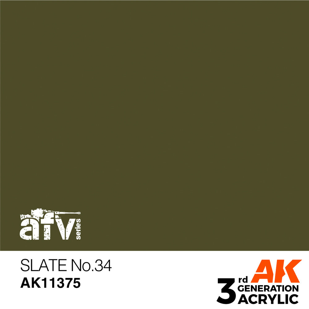 AK Interactive 11375 Slate No.34 17ml AFV 3G Acrylic Model Paint
