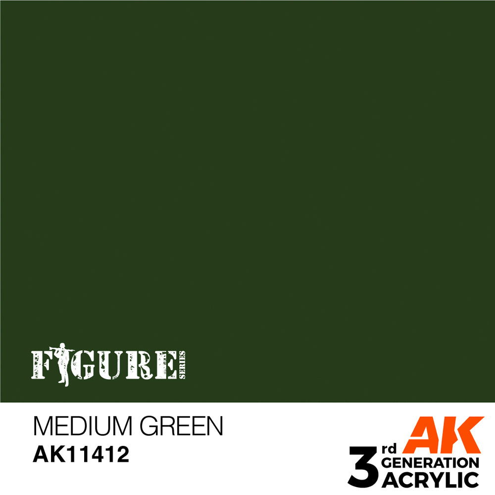 AK Interactive 11412 Medium Green 17ml 3G Acrylic Model Paint