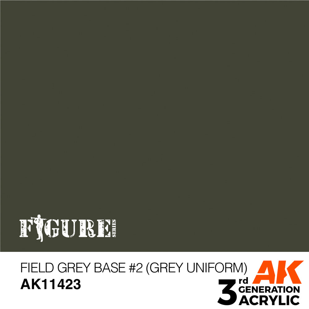 AK Interactive 11423 Field Grey Base #2 Grey Uniform 17ml 3G Acrylic Model Paint