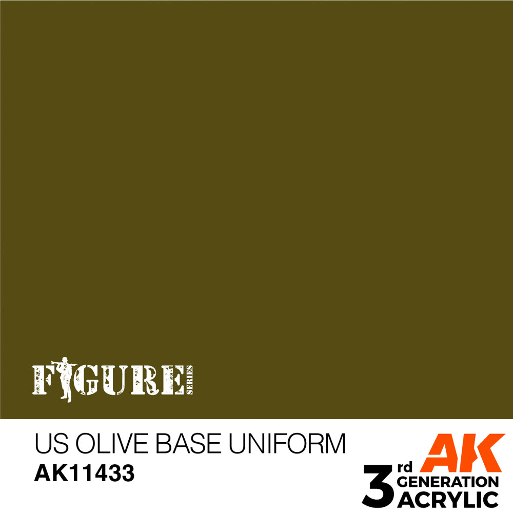 AK Interactive 11433 US Olive Base Uniform 17ml 3G Acrylic Model Paint