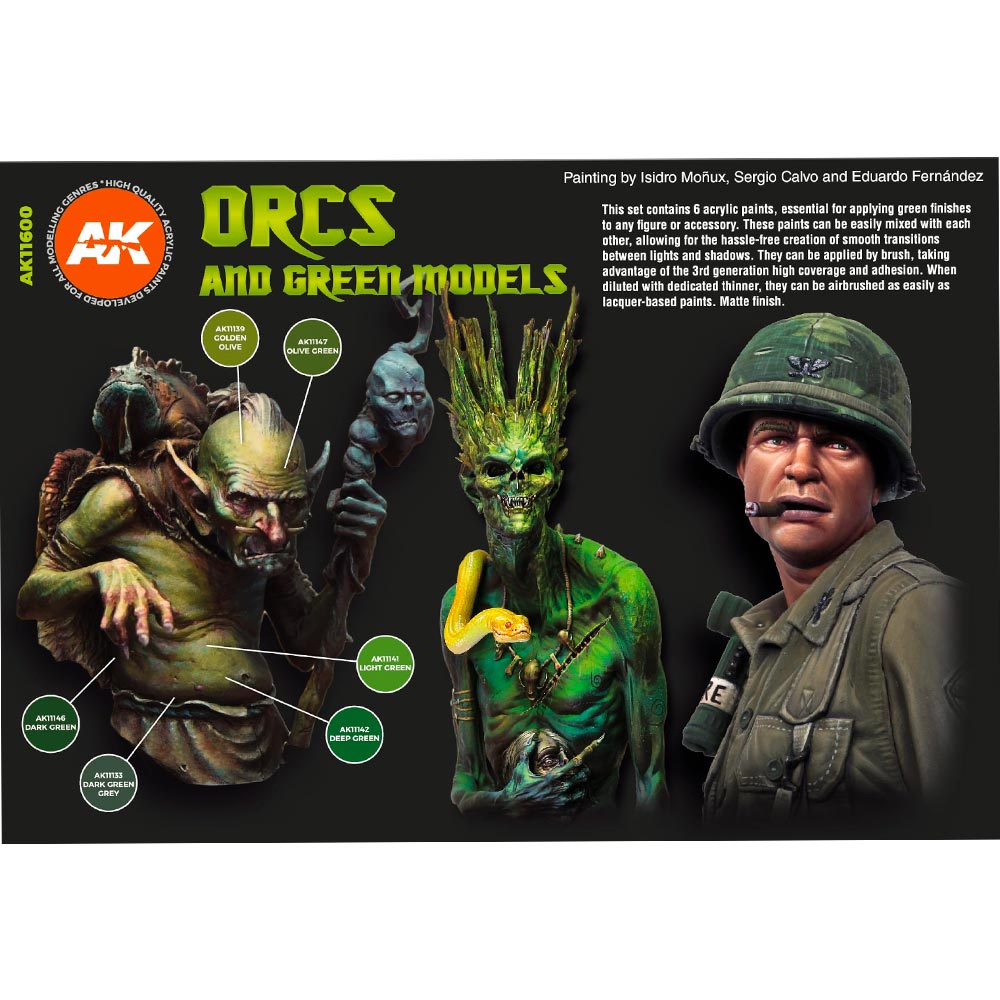 AK Interactive 11600 Orcs And Green Creatures Acrylic Paint Set