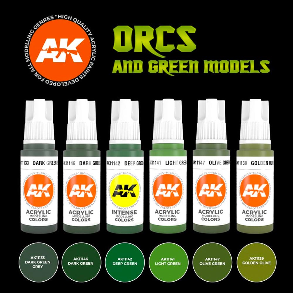AK Interactive 11600 Orcs And Green Creatures Acrylic Paint Set