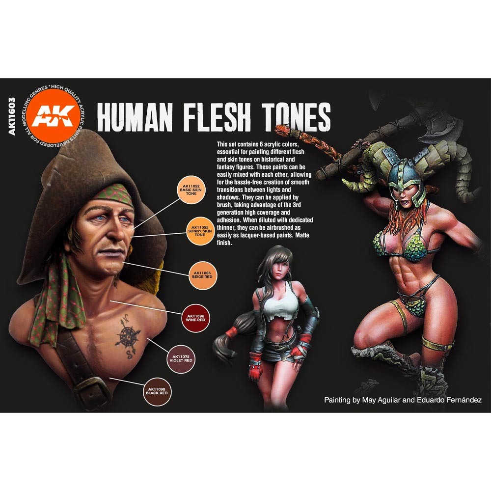 AK Interactive 11603 Human Flesh Tones 3G Acrylic Paint Set