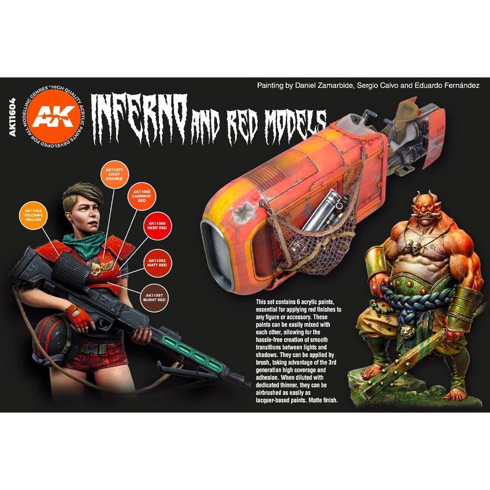 AK Interactive 11604 Inferno And Red Creatures Acrylic Paint Set