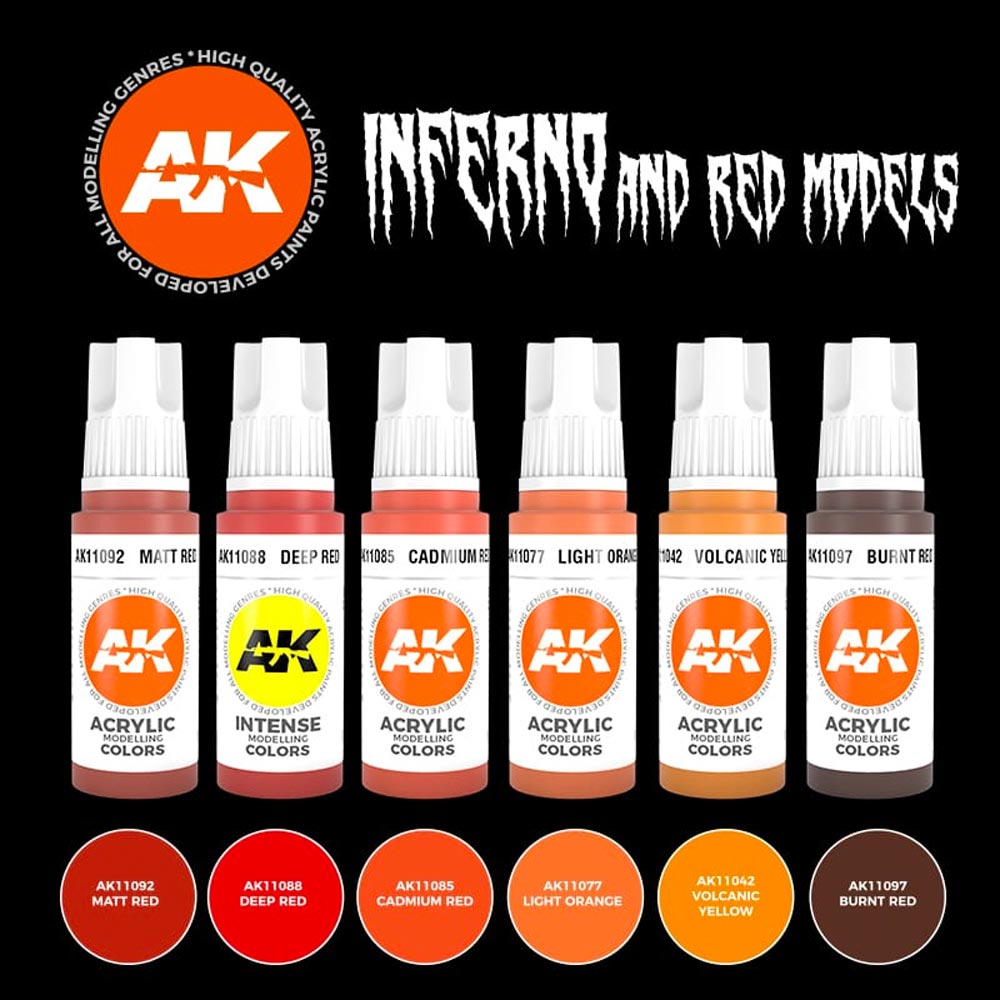 AK Interactive 11604 Inferno And Red Creatures Acrylic Paint Set