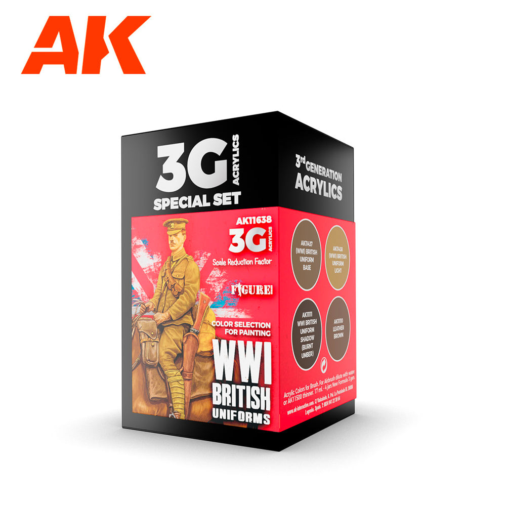 AK Interactive 11638 WWI British Uniforms 3G Acrylic Paint Set