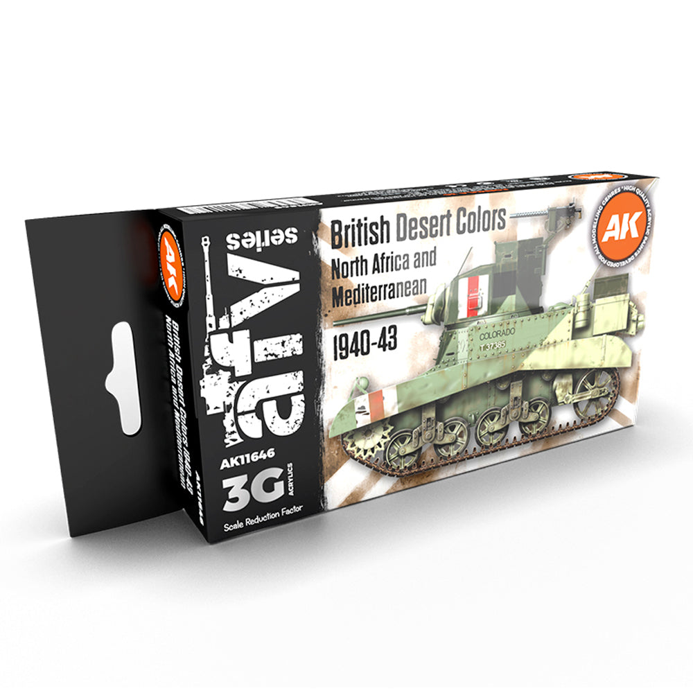 AK Interactive 11646 British Desert Colours N.Africa/Med 3G Acrylic Paint Set